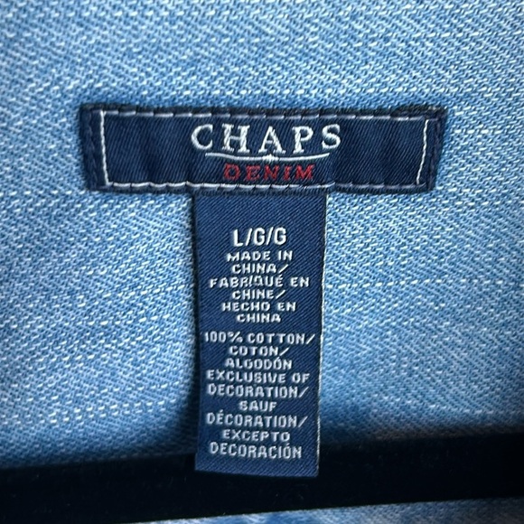 VTG Chaps Women Blue Denim Embroidered Jean Jacket Western Coastal Cowgirl Sz L - Picture 6 of 13